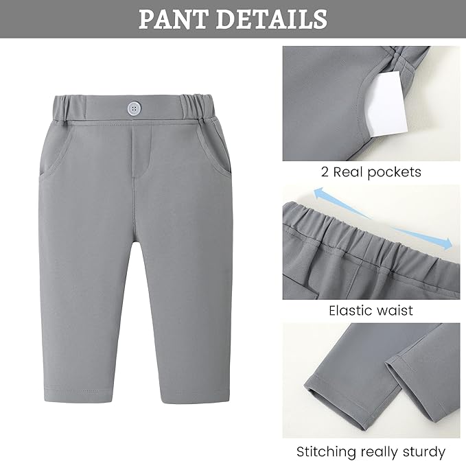 SANMIO Baby Boy Clothes Suits Infant Gentleman Outfit Collared Dress Shirt+Vest+Tie+Corsage+Pants 5Pcs Baby Suit Sets