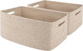OIAHOMY Storage Basket for Shelves, Closet Cube Storage Bins Baskets for Clothes Blanket Towels, Baby Nursery, Toy Baskets Box, Woven Rope Basket, 17.72*12.99*7.87 IN, 2 Packs Brown