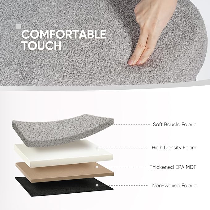 B FSOBEIIALEO Ottoman with Storage for Living Room, Sherpa Folding Storage Ottoman Foot Rest, 43.3 Inches Collapsible Bedroom Bench Grey