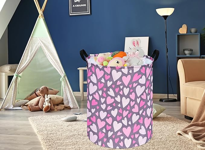 Round Laundry Hamper Storage Basket Laundry Organizer Hamper Storage Bins Clothes and Toys Box Nursery Hamper Gift Basket For Kids with Handles