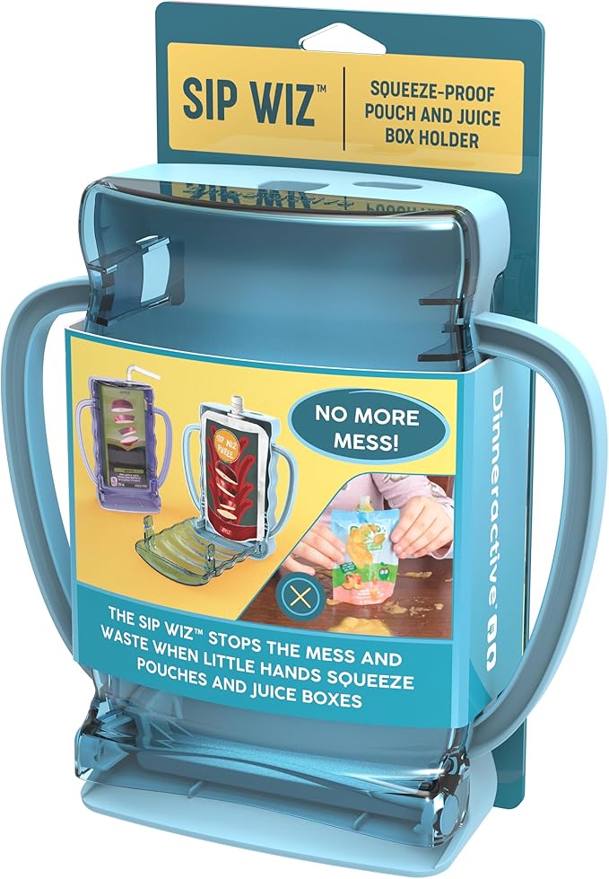 Dinneractive Sip Wiz - Baby Pouch Holder No Squeeze Pouch Food Pouches & Juice Box Holder - Anti-Squeeze Yogurt Pouch Reusable Toddler Essentials