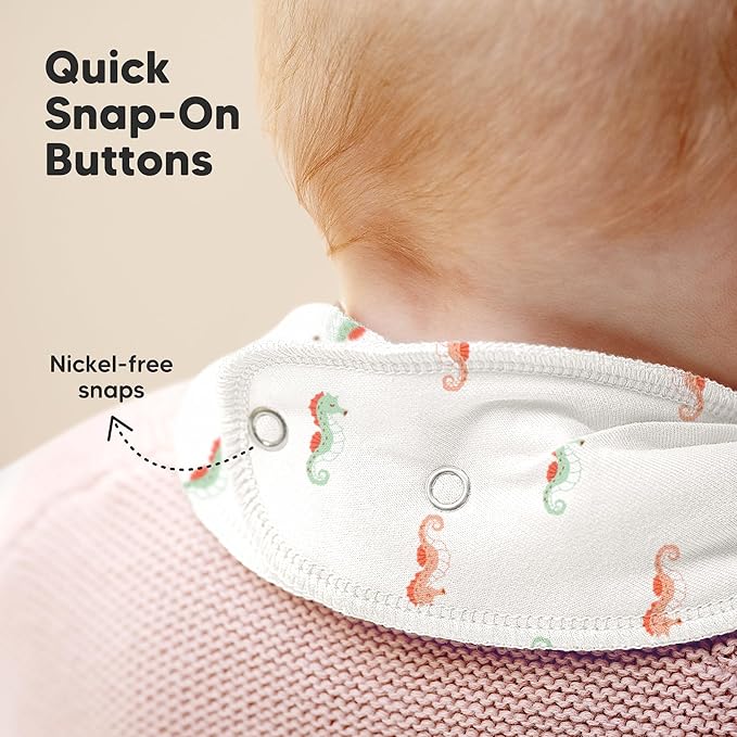 10-Pack Organic Baby Bandana Bibs for Girls - Super Absorbent Triangle Baby Bibs for Drooling and Teething Infant, 100% Cotton Extra Soft for Newborn, Infant 0-36 Months (Marine Muse)