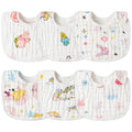 Zainpe 6Pcs Snap Muslin Cotton Baby Bibs Star Cat Rabbit Pattern Adjustable Feeding Bib Machine Washable Unisex Burp Cloths with 6 Absorbent & Soft Layers for Infant Toddler Newborn Eating Drooling