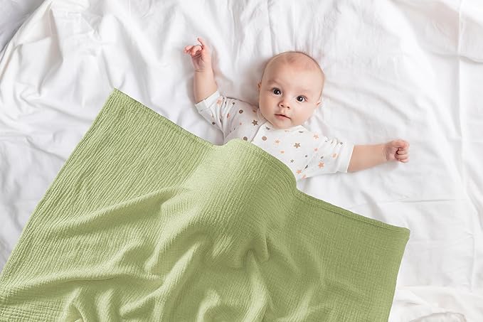 2-Pack Nursing Covers for Breastfeeding, 100% Organic Cotton Muslin Breastfeeding Cover, Multi-Use Nursing Scarf, Car Seat Canopy, Stroller Cover, Soft Breathable Baby Blanket Green