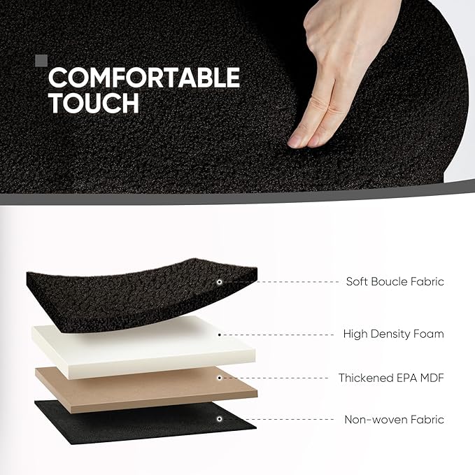 B FSOBEIIALEO Ottoman with Storage for Living Room, Sherpa Folding Storage Ottoman Foot Rest, 43.3 Inches Collapsible Bedroom Bench Black