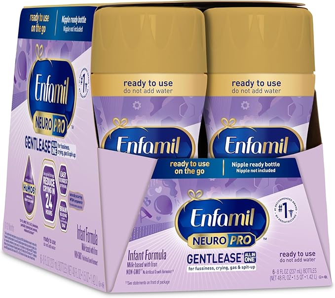 Enfamil NeuroPro Gentlease Ready-to-Feed with Smaller Proteins for Easy Digestion, Brain Supporting DHA,Baby Formula for easing Fussiness, Crying, Gas, Spit-up in 24hrs, 8 Fl Oz, 24 Bottles