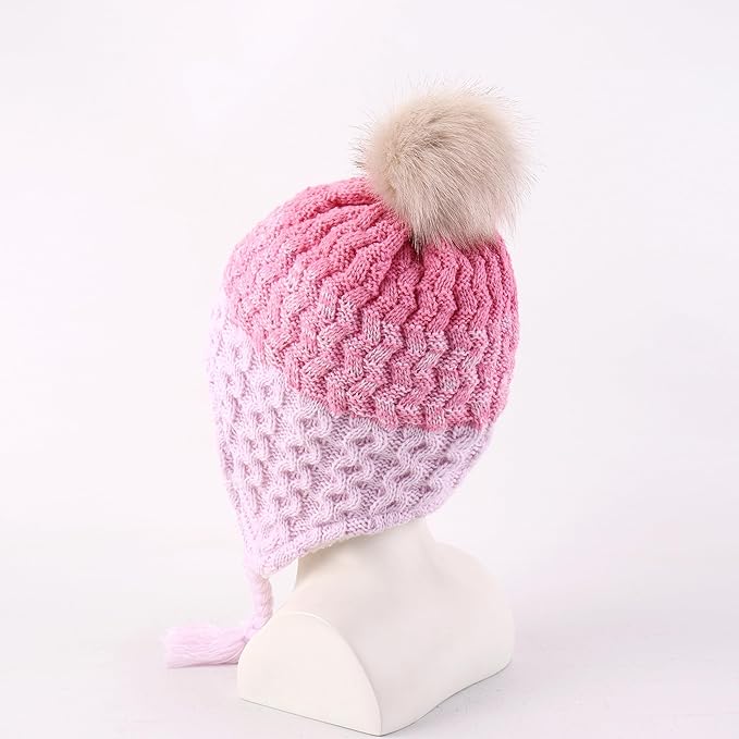 LANGZHEN Toddler Kids Infant Winter Hat,Earflap Knit Warm Cap Fleece Lined Beanie for Baby Boys Girls