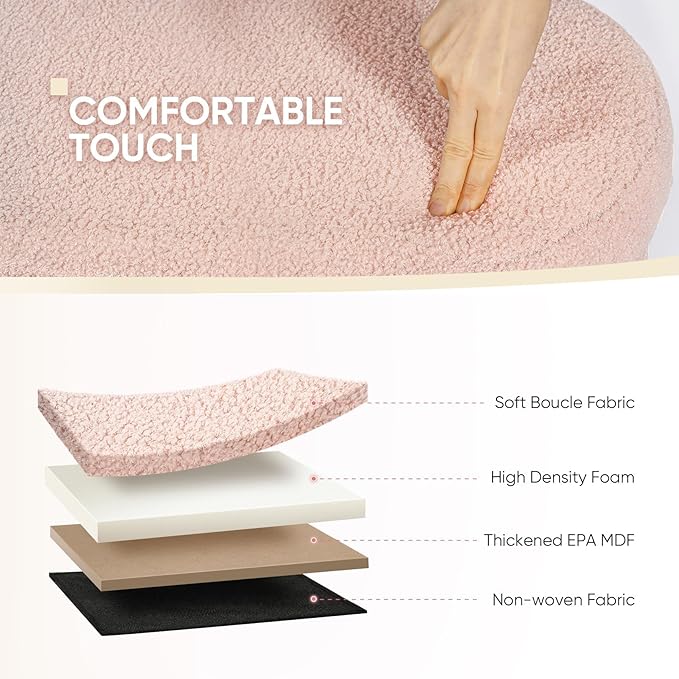 B FSOBEIIALEO Ottoman with Storage for Living Room, Sherpa Folding Storage Ottoman Foot Rest, 43.3 Inches Collapsible Bedroom Bench Pink