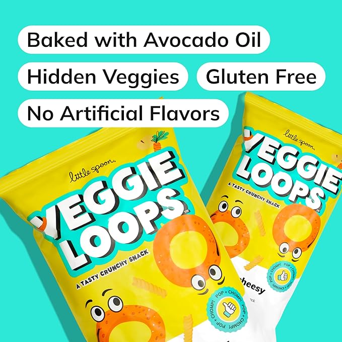 Little Spoon Veggie Loops Duo – Mac N Cheese & Pizzalicious Flavors – Baked, Hidden Veggies, Toddler Snacks (2-Pack)