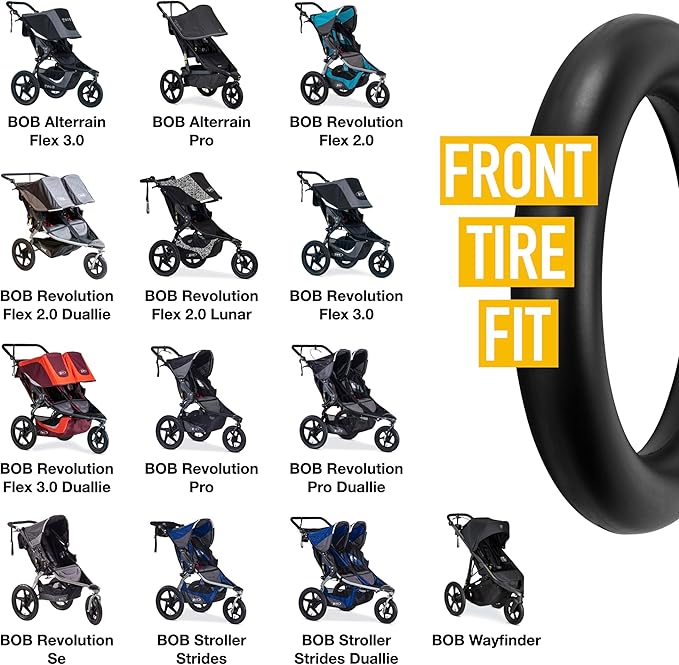 BOB Stroller Tire Tube Replacement – Front Inner Tube [12.5" x 1.75-2.125] for Wayfinder, Alterrain, Revolution Flex/Pro/SE, Strides, Ironman & Duallie Joggers – Durable & Easy to Install