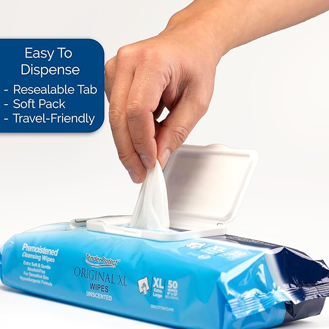 TenderProtect® Original XL Premium Adult Wipes (600 Ct), Extra-Large 9"x12" Wet Wipes with Aloe, Wash Cloths for Babies & Elderly, Incontinence, Hands & Body Cleaning