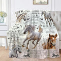 Horse Blanket for Boys Girls, Flowers Animals Kids Throw Blanket Gift for Child, Fluffy Cozy Soft Lightweight Blankets for Bed Office, 40x50 Inches