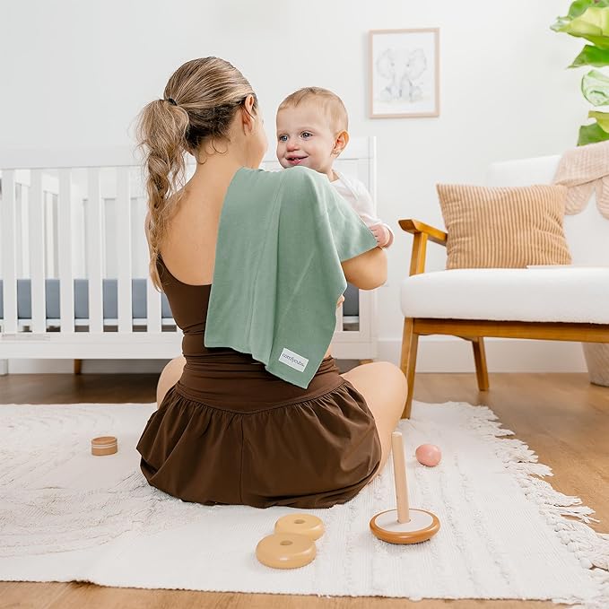 Comfy Cubs Baby Burp Cloths Set (Pack of 6) - Large, 6-Layer, Ultra Absorbent 100% Cotton for Infant Spit-Up, Drool, and Messes - Soft, Gentle, Thoughtful New Born Baby Gifts, Fern