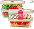 Non-Toxic 35 Oz (4.4 Cup) Glass Storage Containers with Lids – Plastic Free Meal Prep Containers for Lunch, Airtight Food Storage, Microwave and Freezer Safe, 4 Pack - Ziruma