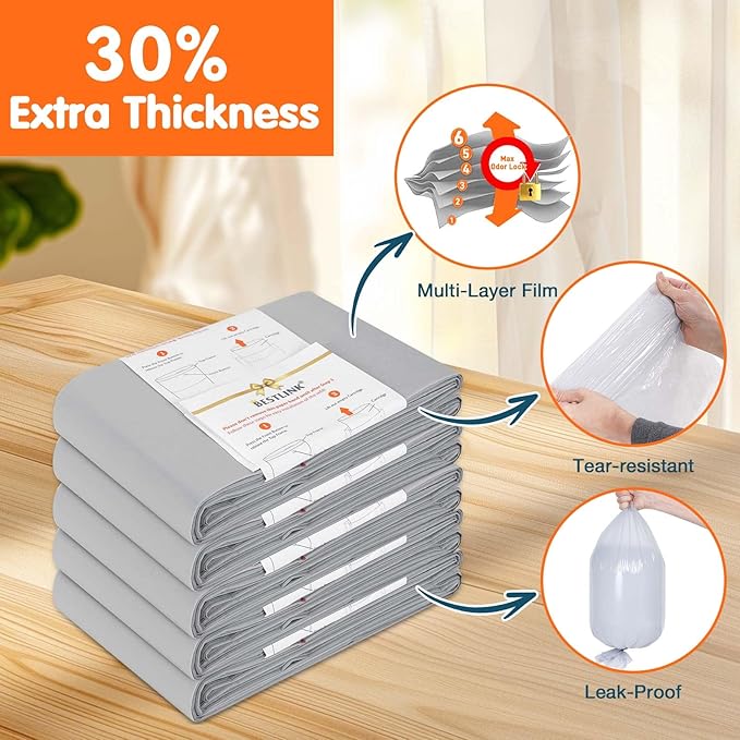 8 Pack Refills Compatible with DEKOR PLUS Diaper Pails | 20% Extra Length Diaper Pail Refill Bags Liners Holds 5568 Diapers | Ultimate Odor Control with Baby Scented