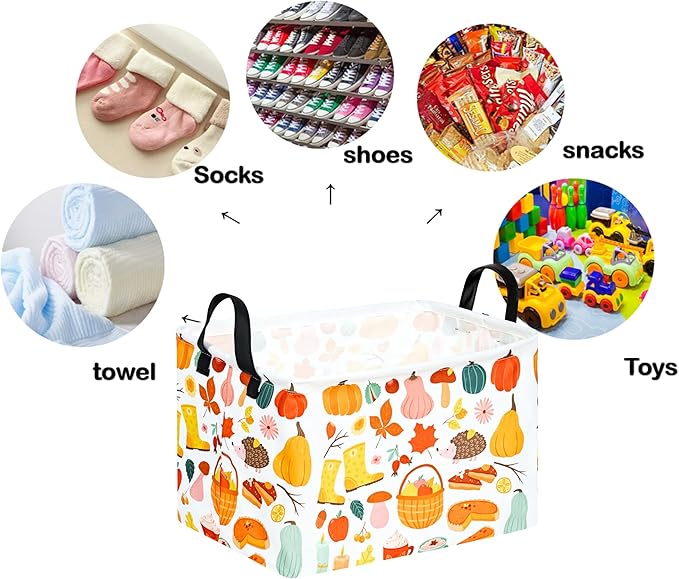 Rectangle Autumn Harvest Gift Storage Home Shelf Storage Basket Organizer Box Clothes Laundry Hamper Toys Nursery Basket Baby Laundry Basket with Handles