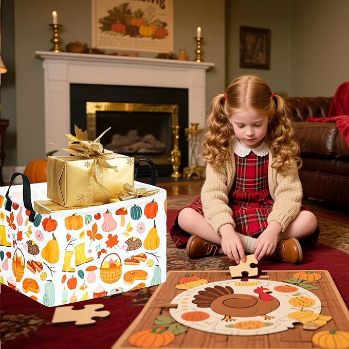 Rectangle Autumn Harvest Gift Storage Home Shelf Storage Basket Organizer Box Clothes Laundry Hamper Toys Nursery Basket Baby Laundry Basket with Handles