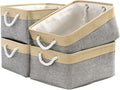 Organization and Storage Basket for Organizing - Large 4 Pack 16x12x8 inch Collapsible Baskets for Shelves Fabric Storage Cube, Storage Bins for Laundry Cloth Books Gift (Gold & Grey)