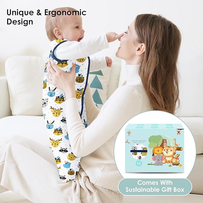 Cute Castle Baby Sleep Sack 0-6 Months - Lightweight 100% Cotton 2-Way Zipper TOG 0.5 Infant Wearable Blanket, Newborn Essentials Toddler Sleep Clothes, 3 Pack(Blue, Balloons, Animals)