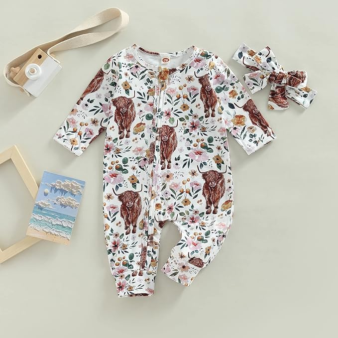 CIYCUIT Baby Girls Cactus Footies Newborn Zip Up Onesie Romper