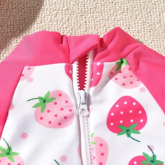 Aalizzwell Baby Girls Long Sleeve One Piece Bathing Suit with Hat