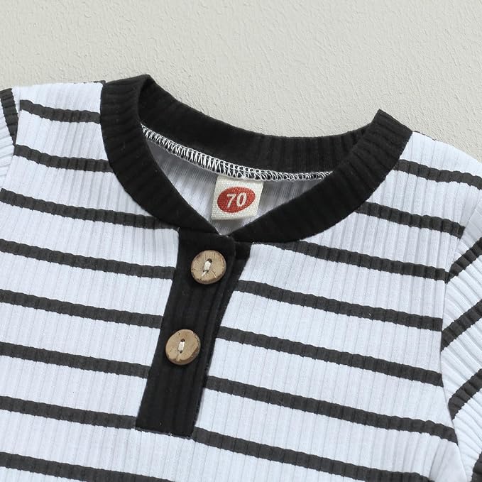 Newborn Baby Boy Girl Clothes Ribbed Knitted Long Sleeve Romper Pants Solid Cotton Infant Fall Winter Outfits 2Pcs