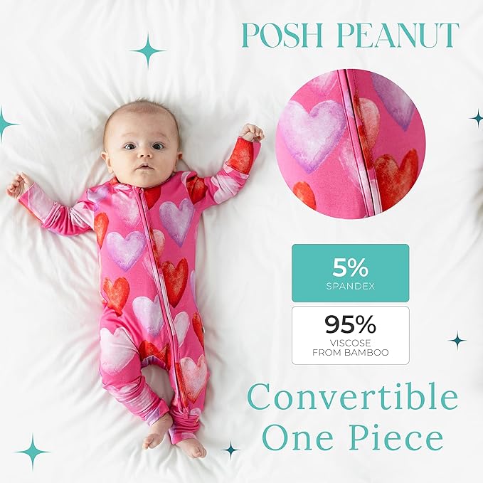 Posh Peanut Convertible Baby Sleepers - Girls Footless Baby Pajamas with 2 Way Zipper for Easy Diaper Changes