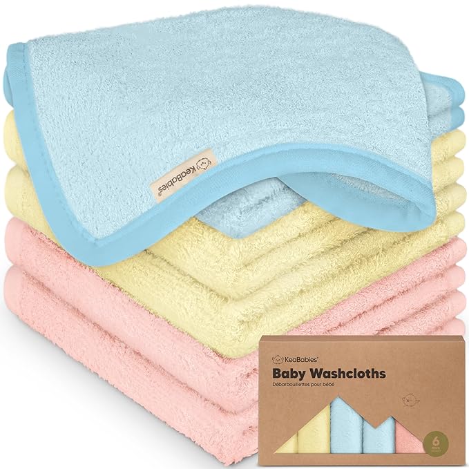 6-Pack Baby Washcloths - Soft Absorbent Viscose from Bamboo Wash Cloths for Babies, Kids, Toddlers, Infant, Newborn Bath Towels, Gentle on Sensitive Skin, 10x10 Reusable Face Towels (Candy Pop)