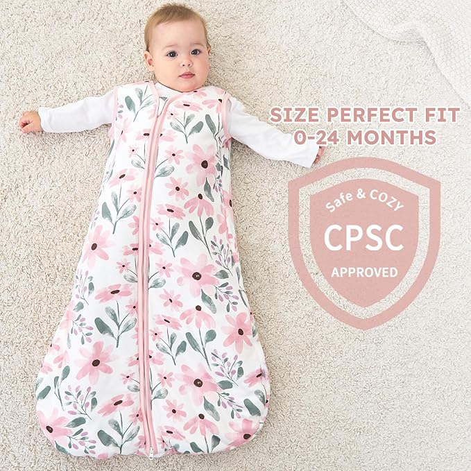 Yoofoss Baby Sleep Sack 6-12 Months, TOG 2.5 Baby Wearable Blanket with 2-Way Zipper, 100% Organic Cotton Fabric Winter Newborn Sleeping sack, Warm Soft Comfy(Medium)