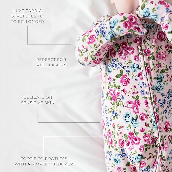 Posh Peanut Convertible Baby Sleepers - Girls Footless Baby Pajamas with 2 Way Zipper for Easy Diaper Changes