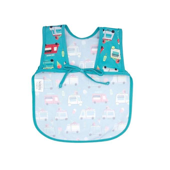 BapronBaby Ice Cream Truck Bapron - No Neck Tie Safer Bib for Baby & Toddler - Soft Waterproof Stain Resistant - Machine Washable - Sz Preschool 3-5yrs