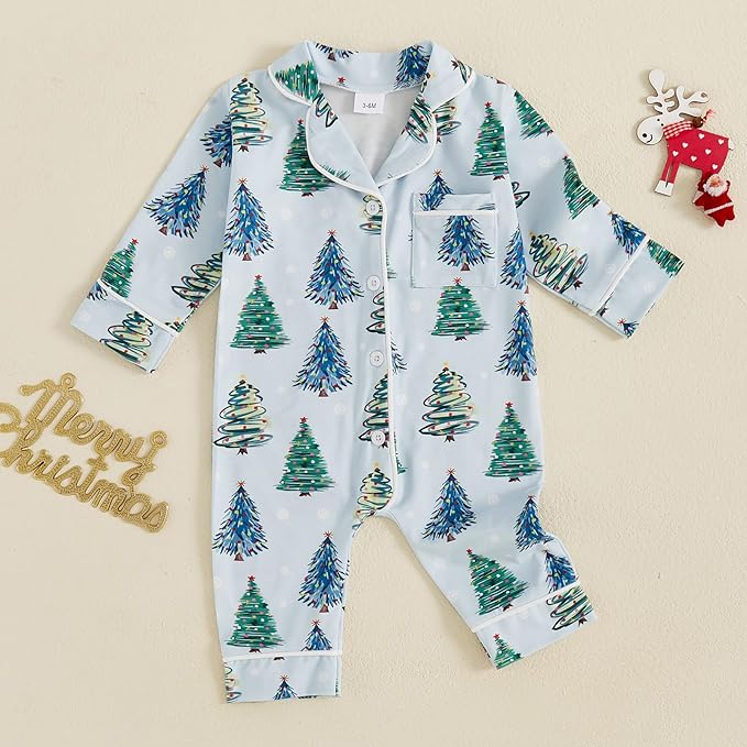 Balaflyie Baby Girl Button Down Pajamas Romper One-Piece Jumpsuit Long Sleeve Sleeper Infant Sleepwear
