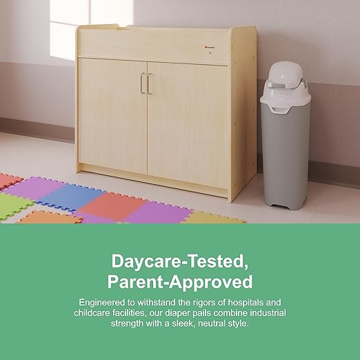 Foundations Tall Diaper Pail with Airtight Lid - Durable & Odorless Diaper Disposal, Large Capacity, Holds up to 60 Newborn Diapers, Refill with Any Bags - White