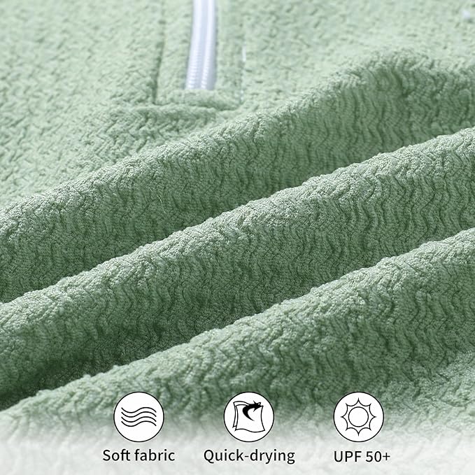 YOUNGER TREE Infant Baby Girls Swimsuit Long Sleeve Swimsuits One Piece Swimsuit Solid Color Bathing Suit with Hat, UPF 50+