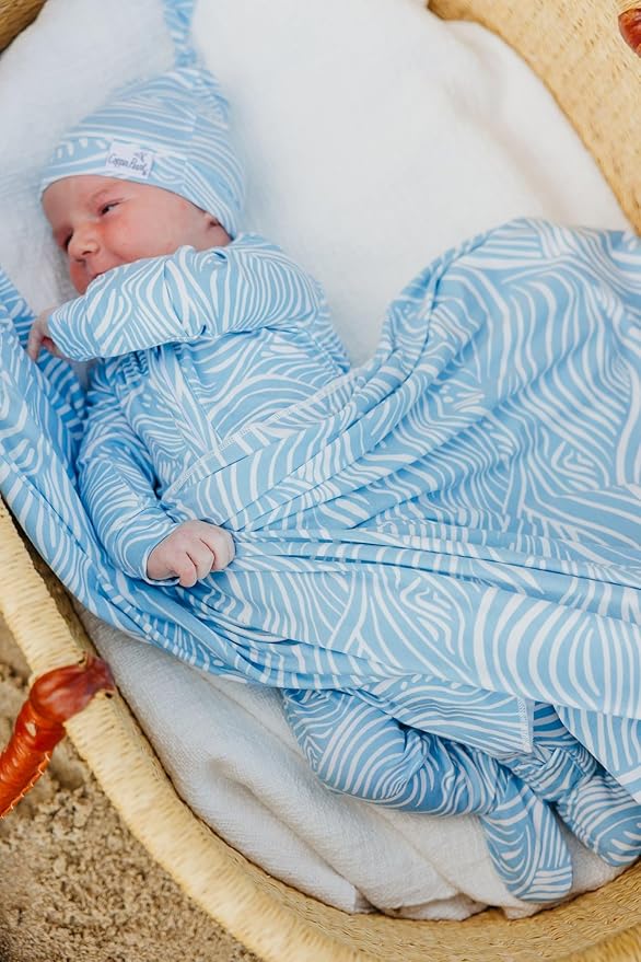 Copper Pearl Baby Swaddle Blanket - Premium Knit Baby Blanket, Large Soft Stretchy Receiving Blankets for Baby Boy and Girl, Swaddles for Newborn, Infant, and Toddler (Surf)