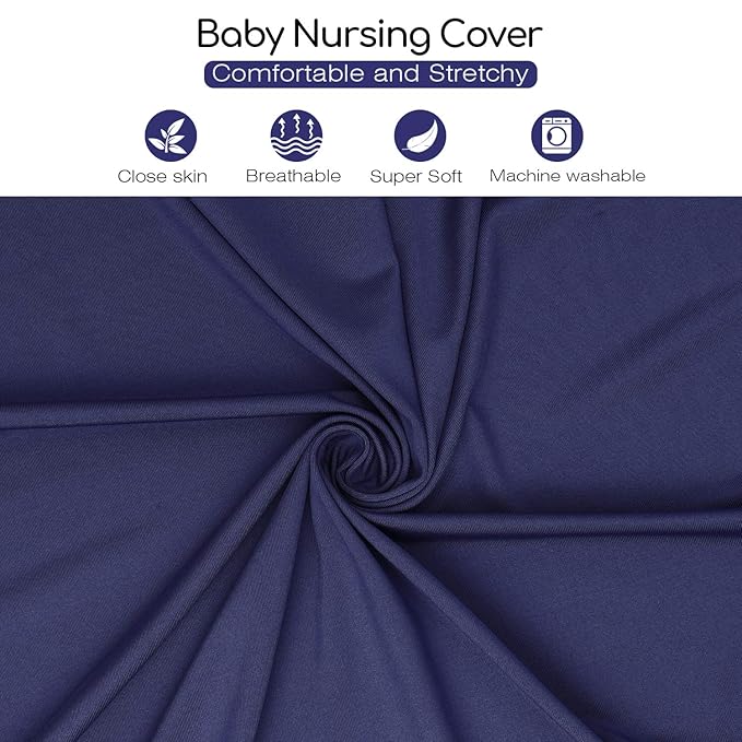 Nursing Cover & Baby Nursing Poncho,Multi Use Breastfeeding Cover for CarSeat Canopy, High Seat Cover, Stroller Cover, Shopping Cart Cover,Nursing Scarf for Boy and Girl by Kefee Kol (Blue)
