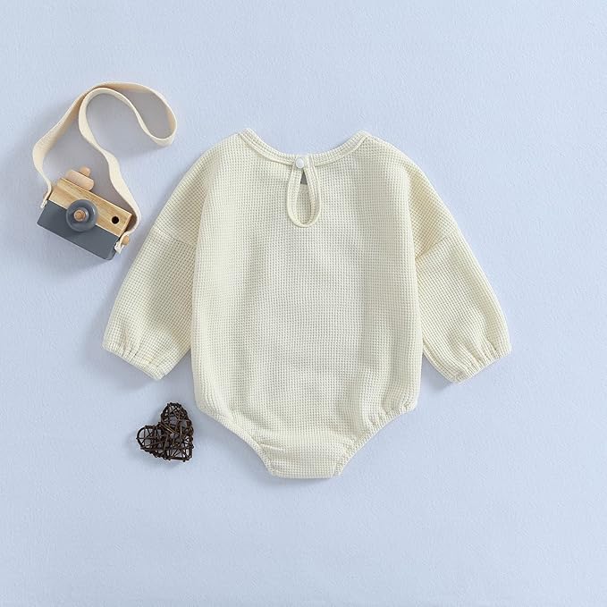Douhoow Cute Baby Sweatshirt Romper Waffle Knit Baby Clothes Infant Girl Boy Fall Winter Outfits