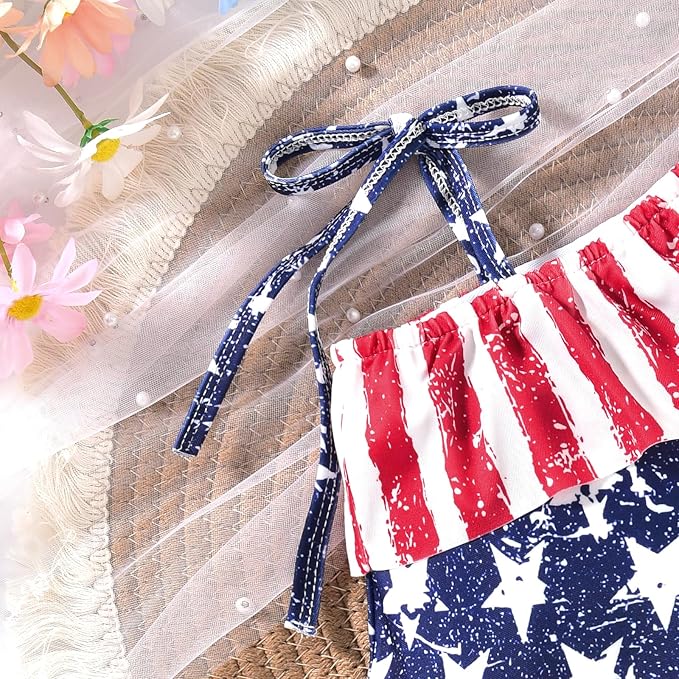 Toddler Baby Girls Ruffles Bikini One Piece Swimsuits Floral Off Shoulder Swimwear Beach Bathing Suit