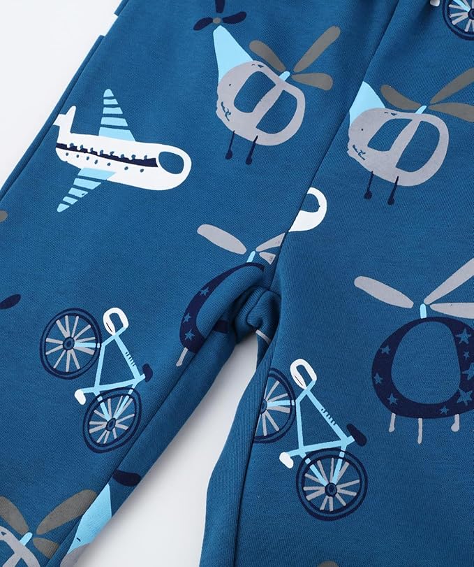 LOKTARC 2 Pack Boys Drawstring Sweatpants Cute Pattern Cotton Sport Jogger Pants