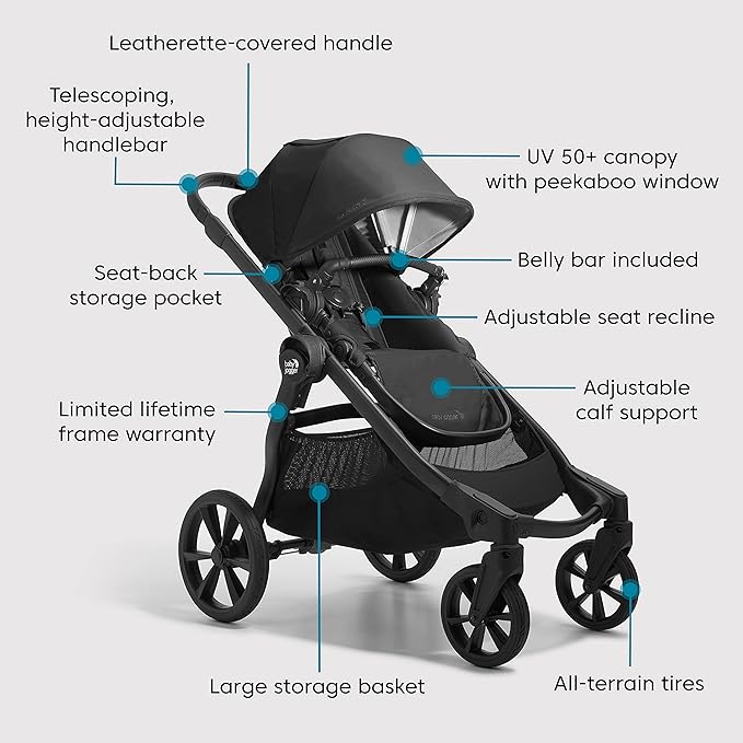 Baby Jogger City Select 2 Single-to-Double Modular Stroller Eco Collection Lunar Black