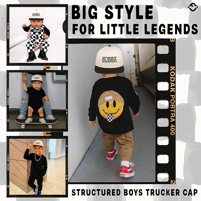 Funky Junque Premium Kids Trucker Hat Vintage Snapback Baseball Cap - Toddler Designs, Infant Sizes
