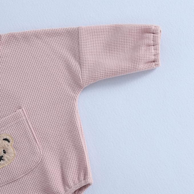 Douhoow Cute Baby Sweatshirt Romper Waffle Knit Baby Clothes Infant Girl Boy Fall Winter Outfits
