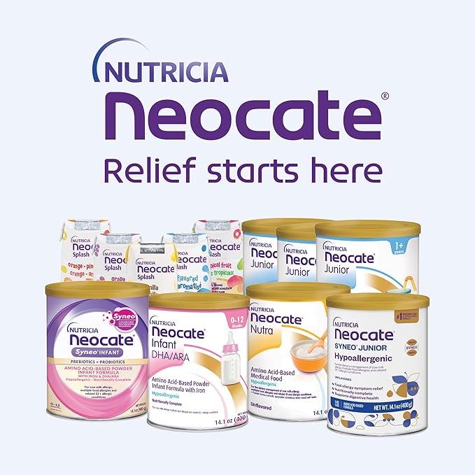 Nutricia Neocate Junior - Hypoallergenic, Dairy-free, Amino Acid-Based Formula for 1+ Years - For Toddlers, Kids & Teens - Powdered Formula- Vanilla - 14.1 oz can (Case of 1)
