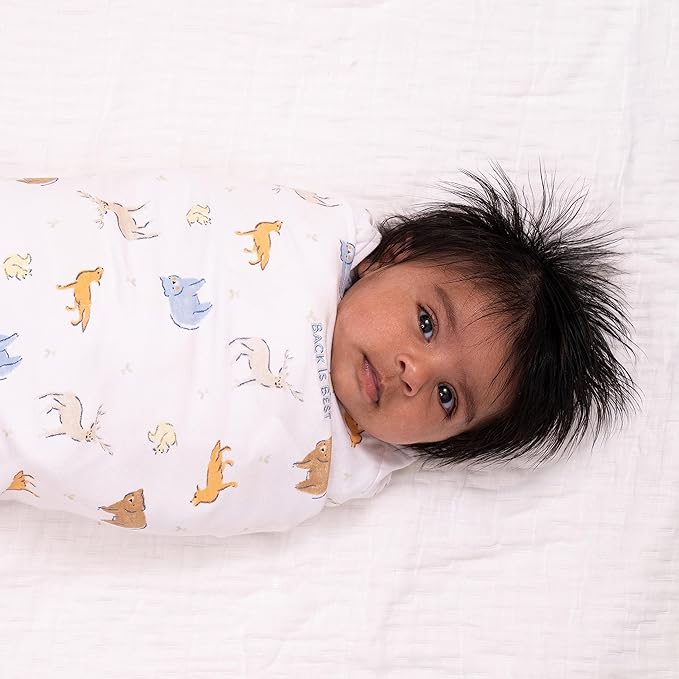 HALO 100% Cotton Sleepsack Swaddle, 3-Way Adjustable Wearable Blanket, TOG 1.5, Forest Friends, Small, 3-6 Months