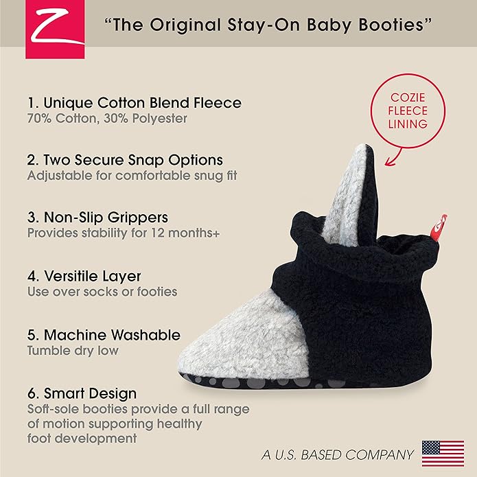 Zutano Unisex Fleece Baby Booties, Two Snap Closure, Newborn to 24 Months