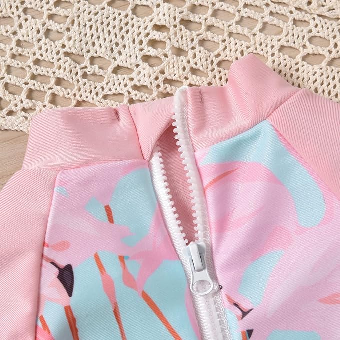 Aalizzwell Baby Girls Long Sleeve One Piece Bathing Suit with Hat