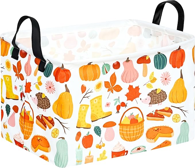 Rectangle Autumn Harvest Gift Storage Home Shelf Storage Basket Organizer Box Clothes Laundry Hamper Toys Nursery Basket Baby Laundry Basket with Handles