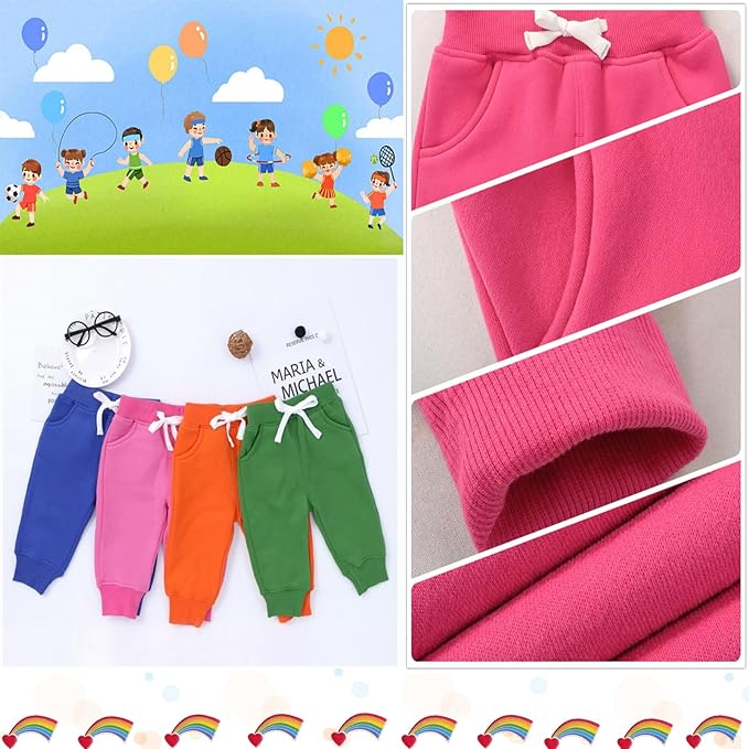 CuteOn Unisex Toddler Jogger Pants Kids Cotton Elastic Waist Winter Baby Sweatpants Pants 1-5Years