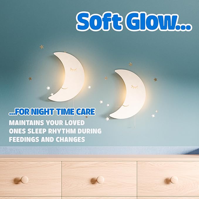 Tip perk Moon Lamp for Baby Nursery - Floating Moon Wall Lamp for Nursery | Cute Floating Moon Lamp for Kids Bedroom | Battery-Operated Hanging Night Lights | Cordless Moon Lights for Bedroom