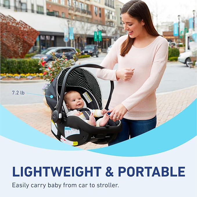 Graco SnugRide Lite LX Infant Car Seat, Lightweight Rear-Facing Seat for Babies 4–30 lb, 4-Position Adjustable Base, LATCH Installation & ProtectPlus Engineered, Studio